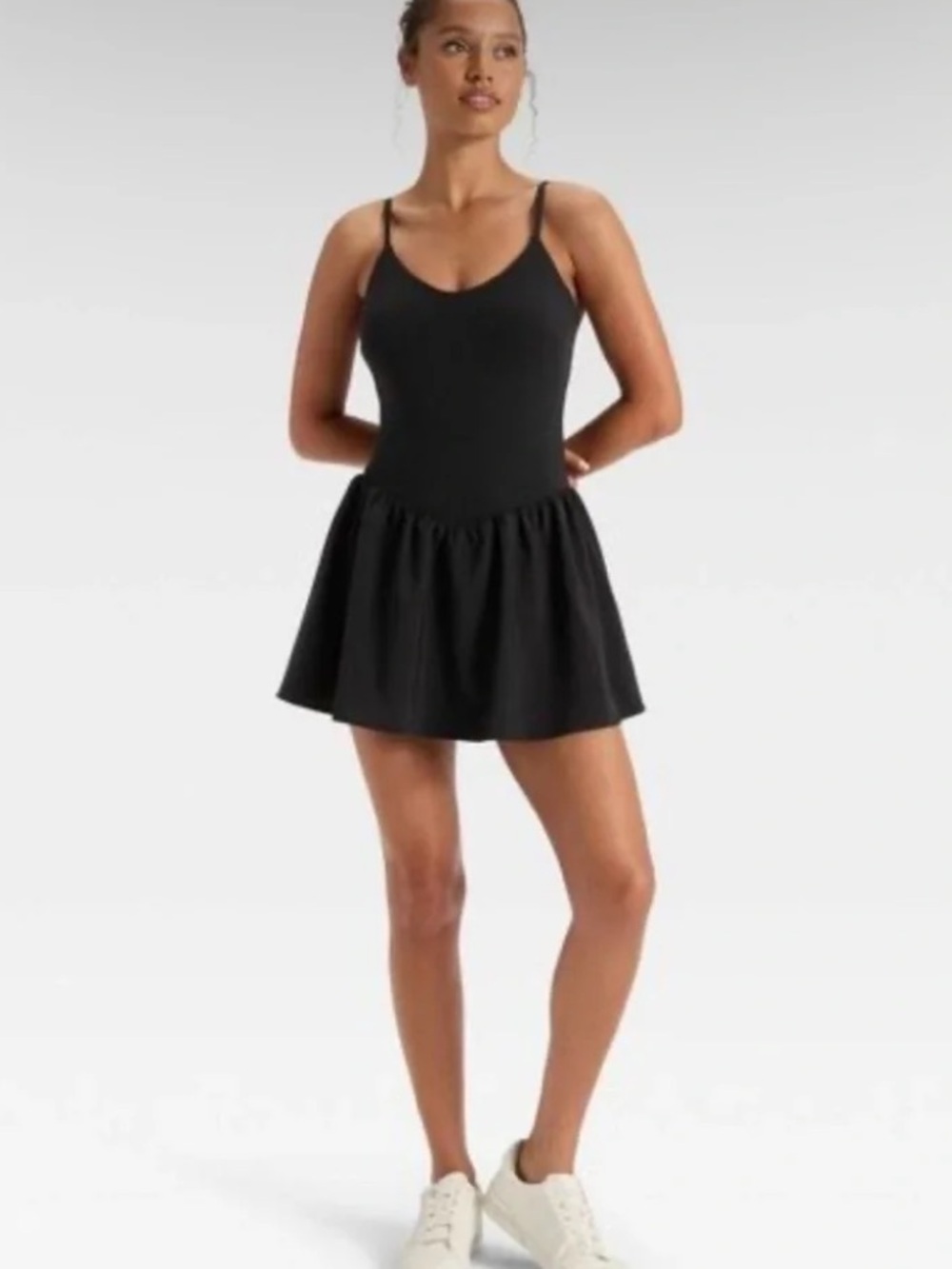 Joylab Black Spaghetti Strap Athletic Mini Dress Sz Large